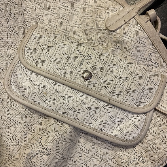 Goyard Large White Chevron Saint Louis GM canvas shoulder Tote bag with Pouch - Picture 4 of 9